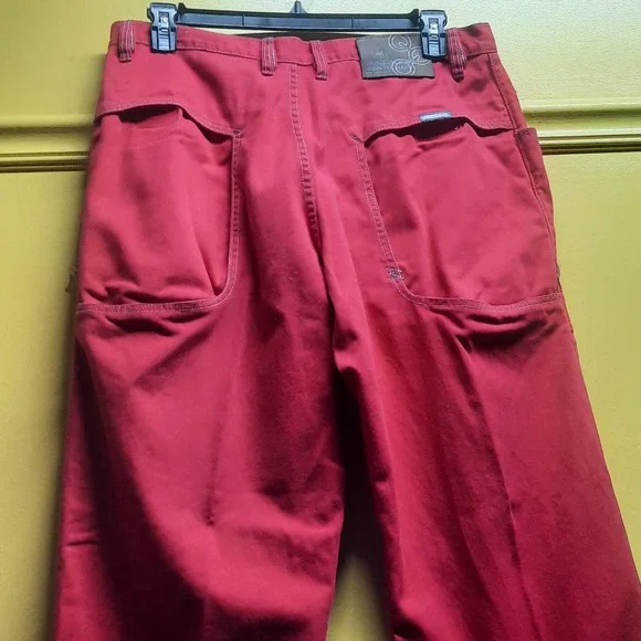 Mecca DNM Hip hop Rap Funky Red Denim Jeans contrast stitching Men's 36